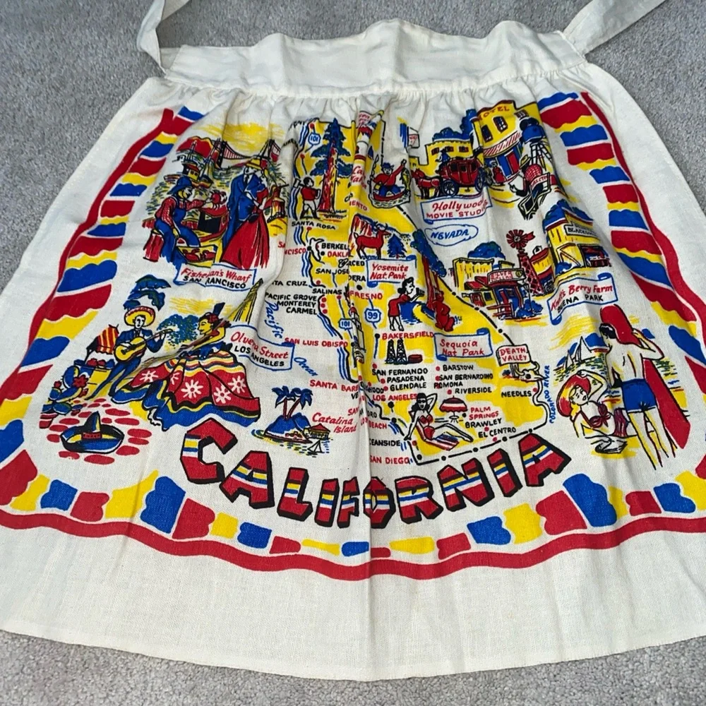 Vintage California State Half Waist‎ Apron Cotton Souvenir